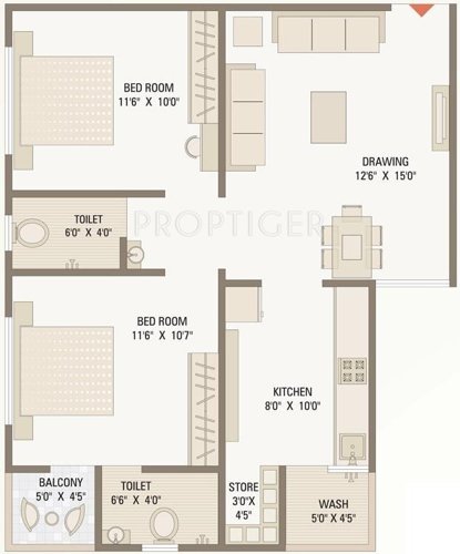 Rashmi Green (2BHK+2T (1,285 sq ft) 1285 sq ft)