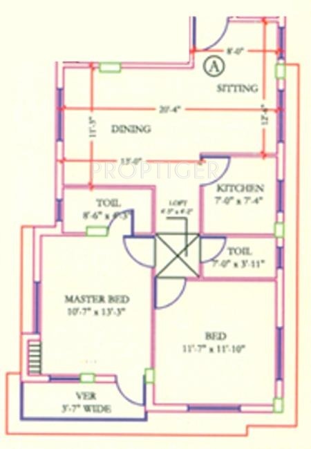 Floor Plan (2BHK+2T) Isha Group Isha Apartments Floor Plan (2BHK+2T)