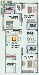 Floor Plan (3BHK+3T) Isha Group Duke Manor Floor Plan (3BHK+3T)