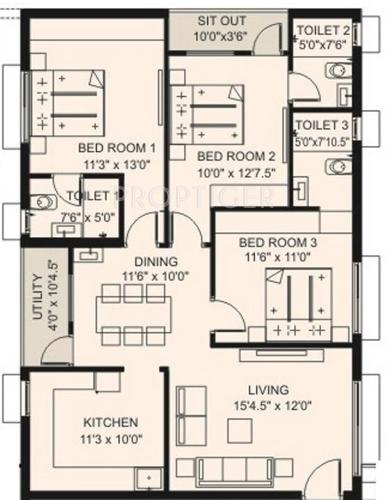  Green City Heights (3BHK+3T (1,397 sq ft) 1397 sq ft)