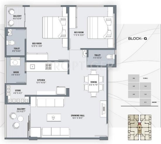 Shreekar Seattle Park Floor Plan (2BHK+2T)