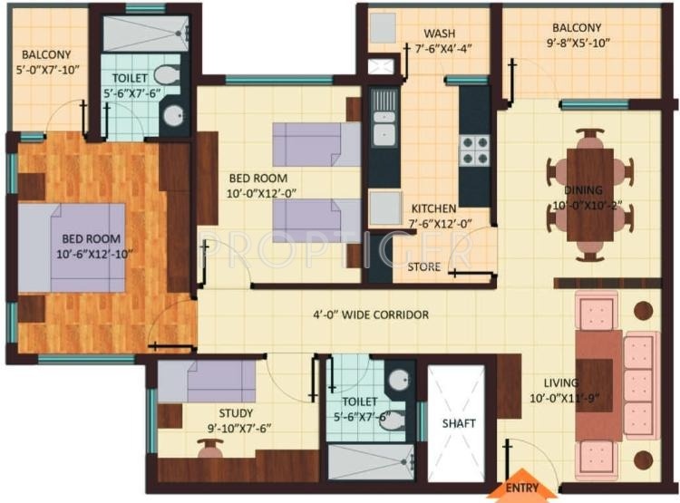 Shristi Avasa (2BHK+2T (1,422 sq ft) + Study Room 1422 sq ft)