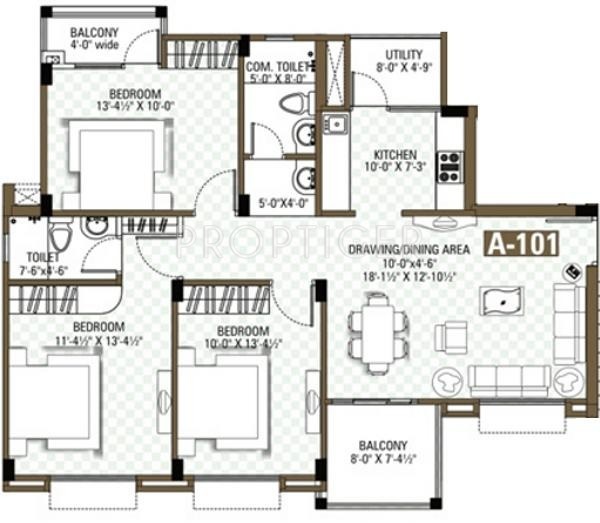Unique UDB Celebrations (3BHK+3T (1,412 sq ft) 1412 sq ft)