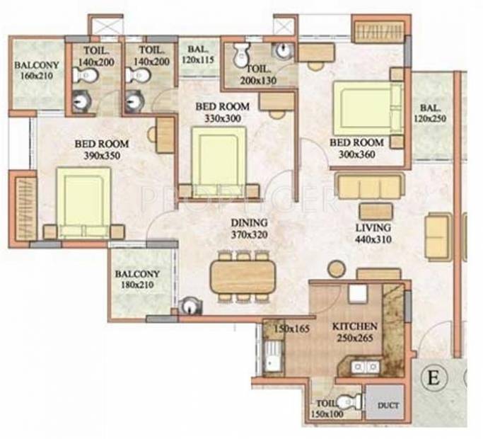Travancore Whiteland Luxury Apartments (3BHK+4T (1,435 sq ft) 1435 sq ft)