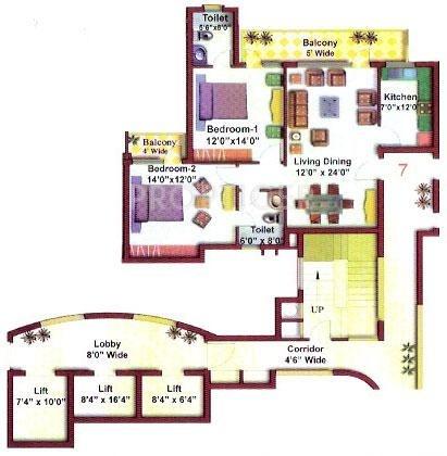 Eros Brentwood Tower (2BHK+2T (1,283 sq ft) 1283 sq ft)