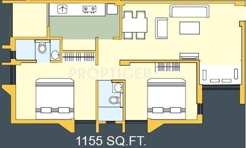 Bakeri Sakshat Apartments (2BHK+2T (1,155 sq ft) 1155 sq ft)