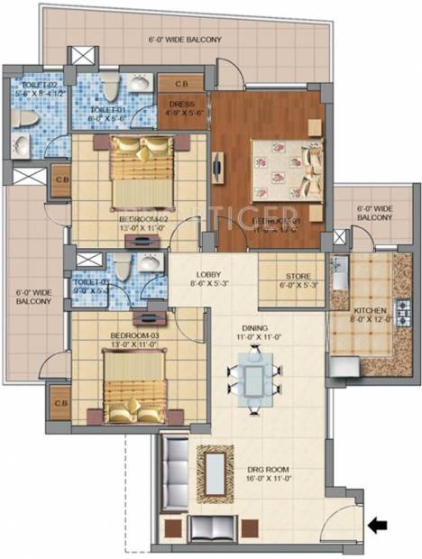 Motia Oasis (3BHK+3T (1,855 sq ft) 1855 sq ft)