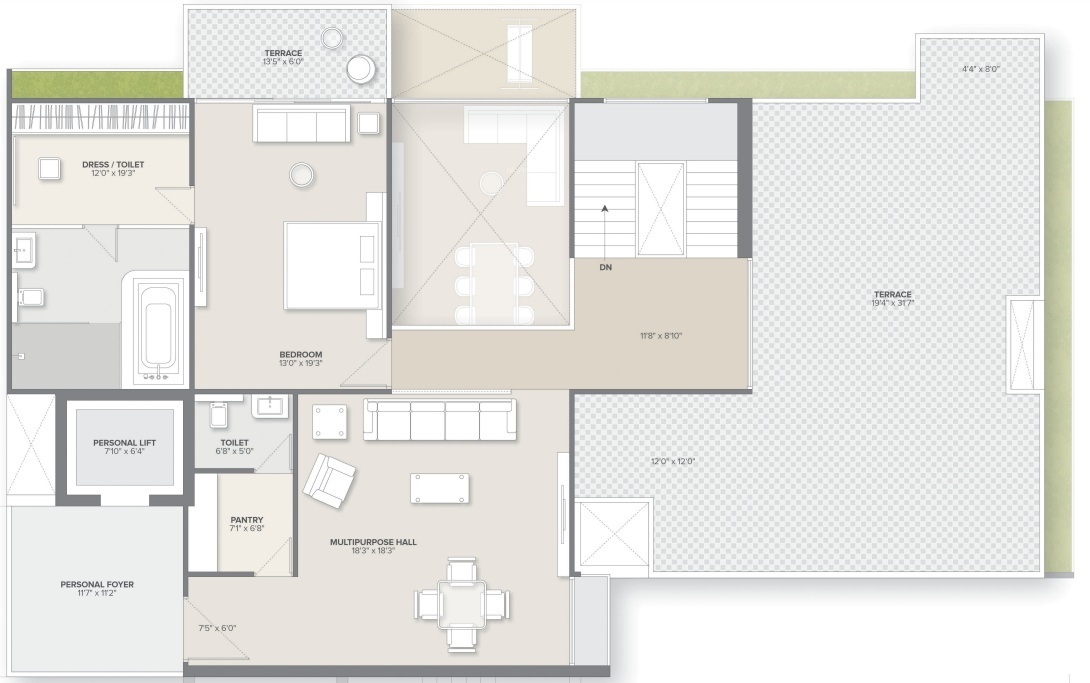 Upper Level Duplex Plan keshvam skyview Floor Plan Upper Level Duplex Plan