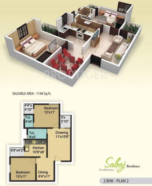 MGR Sahaj Residency (2BHK+2T (1,148 sq ft) 1148 sq ft) MGR Sahaj Residency (2BHK+2T (1,148 sq ft) 1148 sq ft)