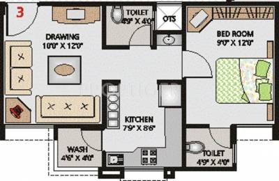 Floor Plan (1BHK+1T) Simandhar Developers Simandhar Silver Floor Plan (1BHK+1T)