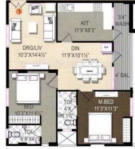 Vaishnavi Signature (2BHK+2T (1,138 sq ft) 1138 sq ft)