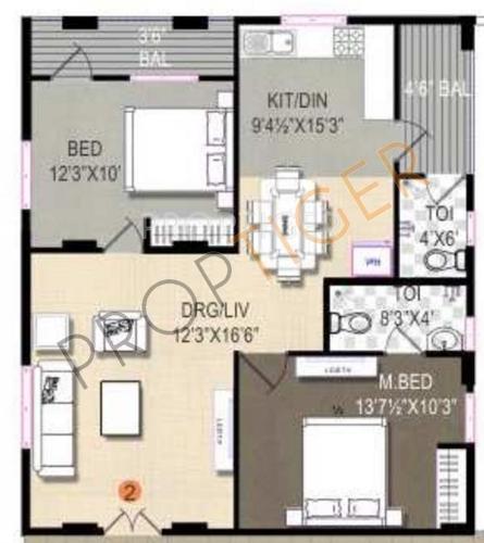 Vaishnavi Signature (2BHK+2T (1,138 sq ft) 1138 sq ft) Vaishnavi Signature (2BHK+2T (1,138 sq ft) 1138 sq ft)
