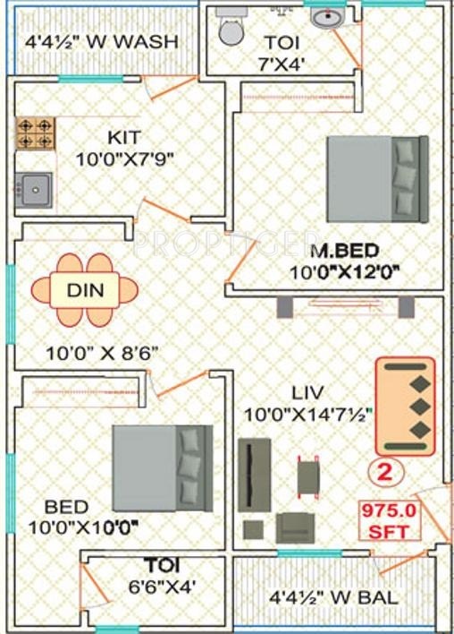 Sri Balaji Builders and Developers Sunshine Avenue (2BHK+2T (975 sq ft) 975 sq ft)