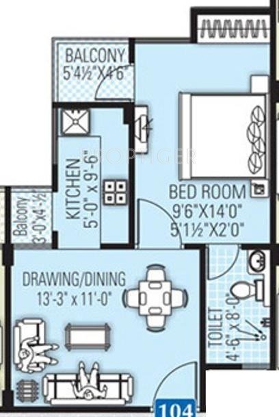 Anukampa Tulip (1BHK+1T (562 sq ft) 562 sq ft)