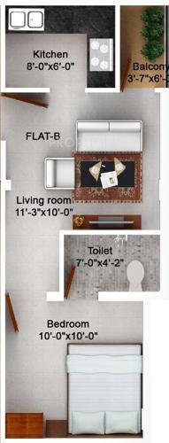 Athreya Sharabha (1BHK+1T (460 sq ft) 460 sq ft)