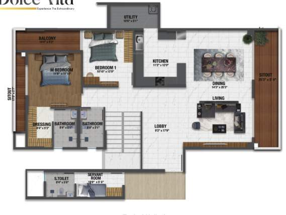  dolce vita Floor Plan Lower Level Duplex Plan