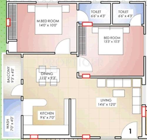 Concrete Apple Blossom (2BHK+2T (1,055 sq ft) 1055 sq ft)