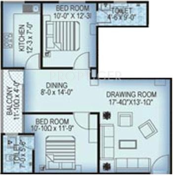 Manglam Metropolis (2BHK+2T (1,103 sq ft) 1103 sq ft)