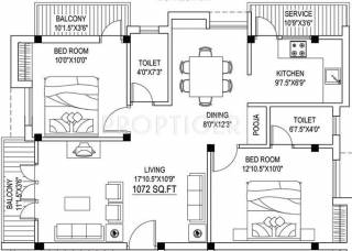 Aswin Aaron (2BHK+2T (1,072 sq ft)   Pooja Room 1072 sq ft)
