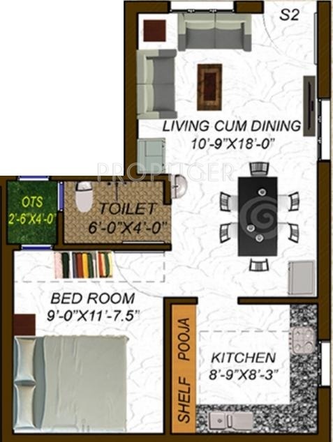 Shree Kaja Flats (1BHK+1T (493 sq ft) 493 sq ft)