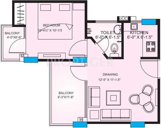 Upasna Rosewood Apartments (1BHK+1T (670 sq ft) 670 sq ft)