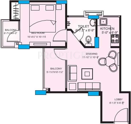 Upasna Rosewood Apartments (1BHK+1T (737 sq ft) 737 sq ft)