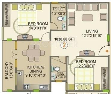 Sriven Sky Park (2BHK+2T (1,038 sq ft) 1038 sq ft) Sriven Sky Park (2BHK+2T (1,038 sq ft) 1038 sq ft)