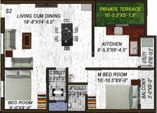 Shree Vina Flats (2BHK+2T (892 sq ft) 892 sq ft)