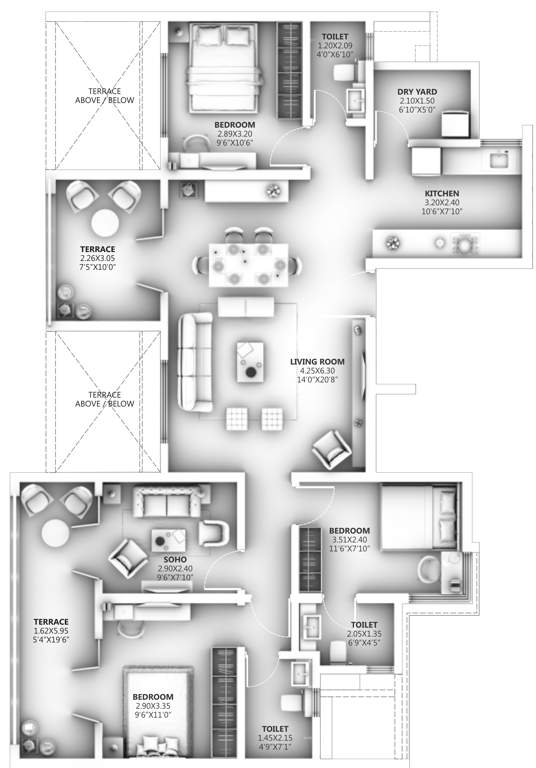  ganga legend a2 and b4 Floor Plan Floor Plan