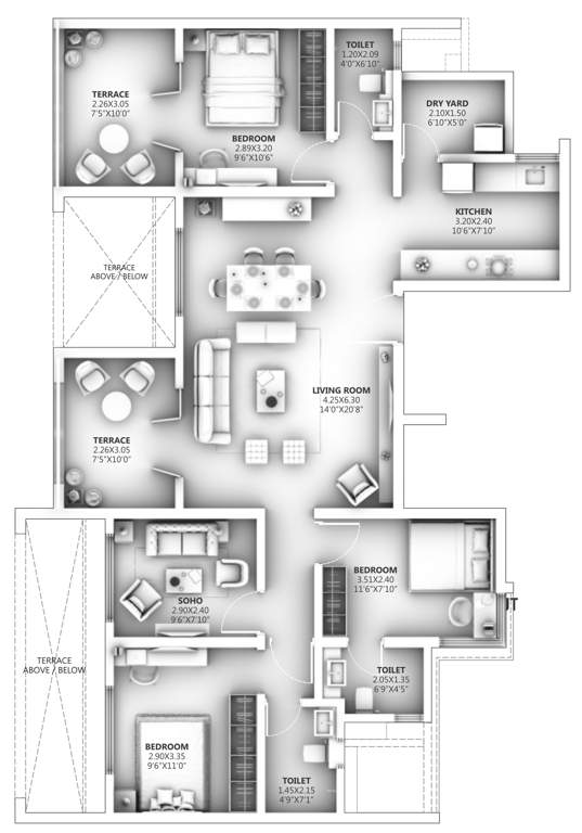  ganga legend a2 and b4 Floor Plan Floor Plan