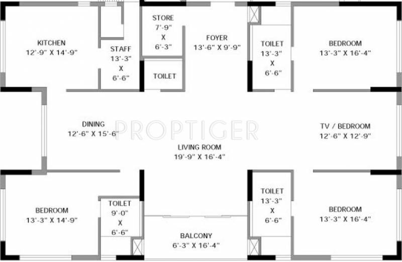 Amaya 426 Floor Plan (3BHK+4T)