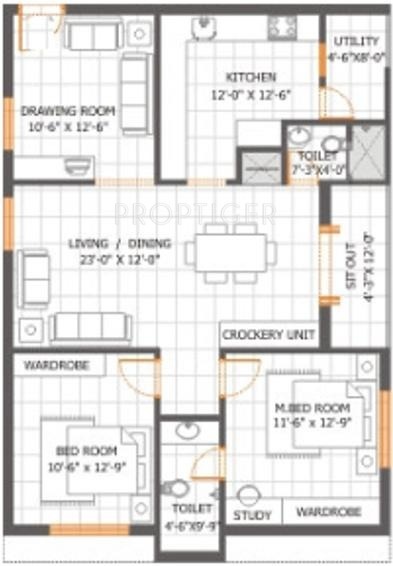 GoldFish White Waters (2BHK+2T (1,372 sq ft) 1372 sq ft)