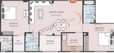 JBR Residency (2BHK+2T (1,269 sq ft) 1269 sq ft)