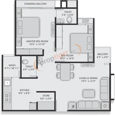 JBR Residency (2BHK+2T (1,269 sq ft) 1269 sq ft)