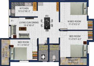 Shree Dhana Manthra Flats (3BHK+2T (1,176 sq ft) 1176 sq ft)