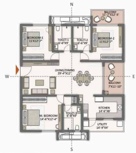 Floor Plan the prestige city hyderabad apartments Floor Plan Floor Plan