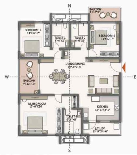 Floor Plan the prestige city hyderabad apartments Floor Plan Floor Plan