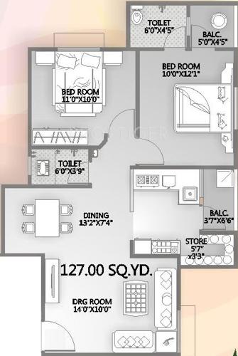 Yashbhumi Vibrant Homes (2BHK+2T (1,224 sq ft) 1224 sq ft)
