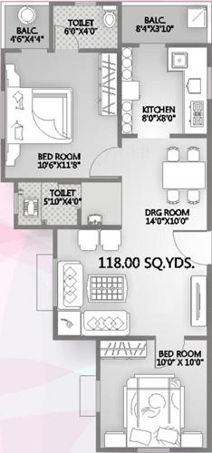 Yashbhumi Vibrant Homes (2BHK+2T (1,062 sq ft) 1062 sq ft)