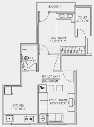 Dales Mayfair (1BHK+2T (650 sq ft) 650 sq ft) Dales Mayfair (1BHK+2T (650 sq ft) 650 sq ft)