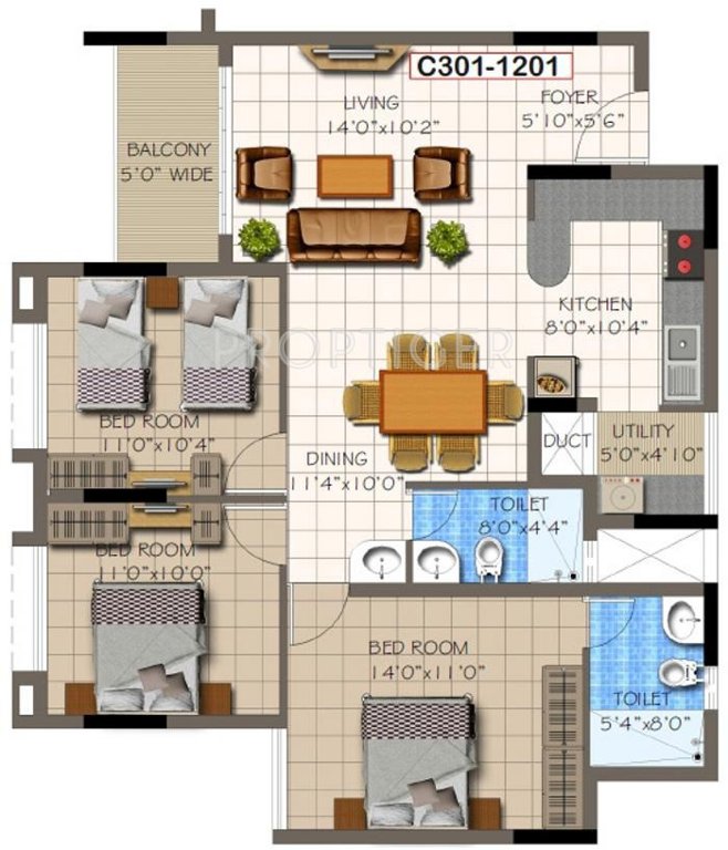 Supertech Micasa (3BHK+2T (1,386 sq ft) 1386 sq ft)