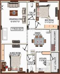 Lotus Parimal (2BHK+2T (1,116 sq ft) 1116 sq ft) Lotus Parimal (2BHK+2T (1,116 sq ft) 1116 sq ft)