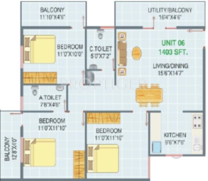 Sumukha Nest View (3BHK+2T (1,403 sq ft) 1403 sq ft)