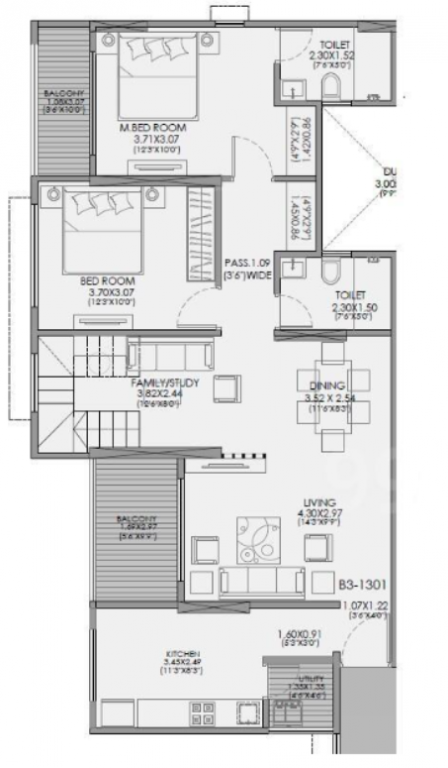 new town ph 4 d bldg Floor Plan Lower Level Duplex Plan