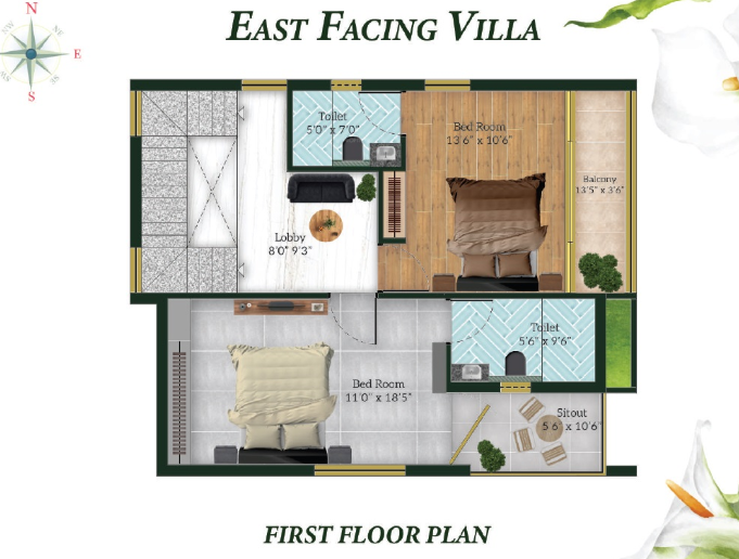  white villas Floor Plan First Floor Plan