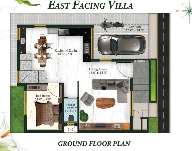  white villas Floor Plan Ground Floor Plan