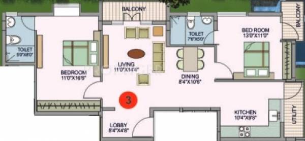 Buildafina Golf View (2BHK+2T (1,250 sq ft) 1250 sq ft) Buildafina Golf View (2BHK+2T (1,250 sq ft) 1250 sq ft)
