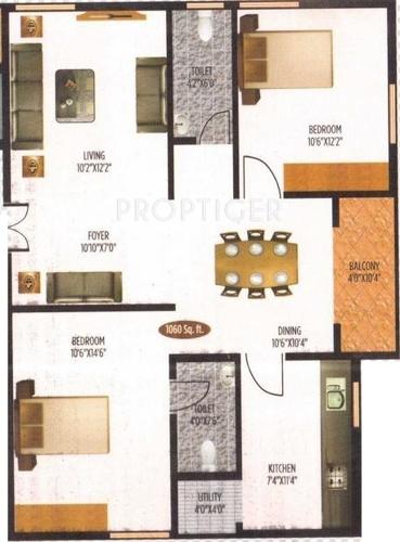 VBM Sindhura Enclave (2BHK+2T (1,060 sq ft) 1060 sq ft)