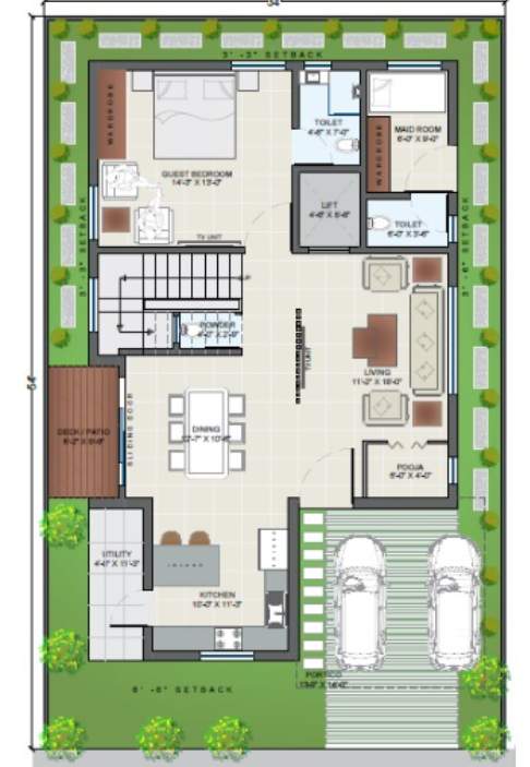  aurum luxury triplex villas Floor Plan Ground Floor Plan