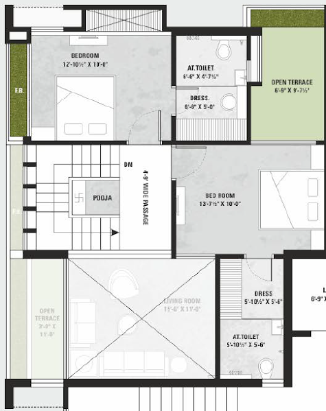 Upper Level Duplex Plan  siddhi vinayak elements Floor Plan Upper Level Duplex Plan